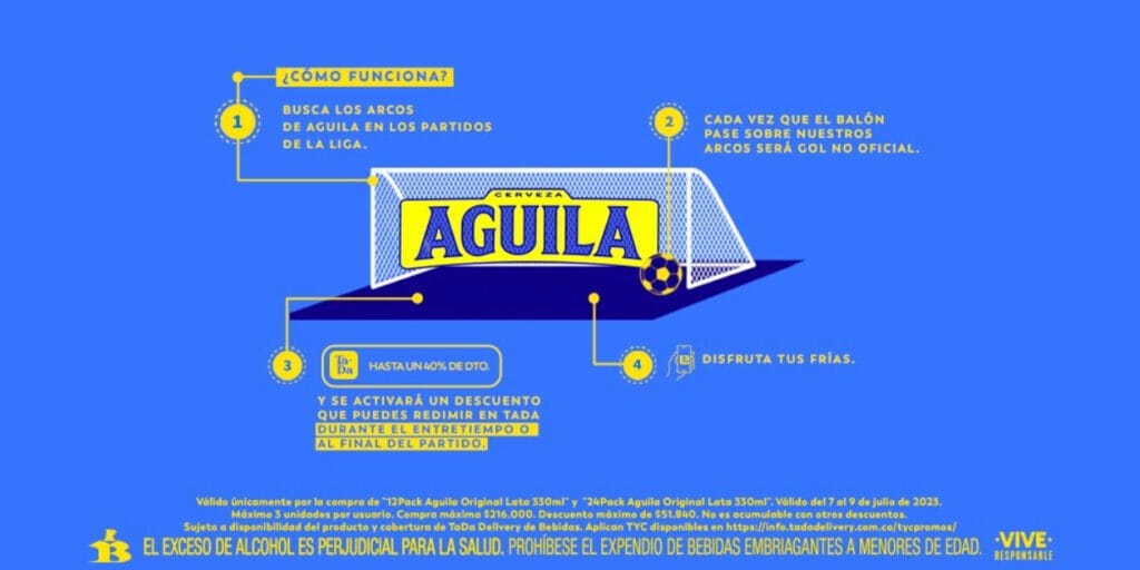 Águila transforma gols perdidos no Campeonato Colombiano em descontos na compra de cerveja