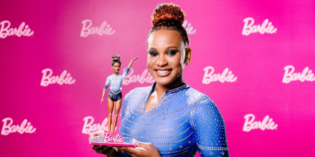 Campeã olímpica e mundial, Rebeca Andrade ganha versão Barbie na coleção “Mulheres Inspiradoras”