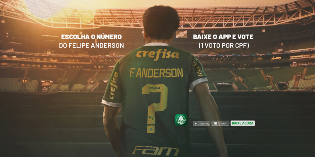 Palmeiras promove votação para escolha do número que será usado por Felipe Anderson