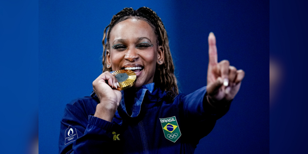 2024.08.05 - Jogos Olímpicos Paris 2024 - Ginastica artistica - A ginasta brasileira Rebeca Andrade conquista a medalha de ouro na final do solo. Foto: Alexandre Loureiro/COB.