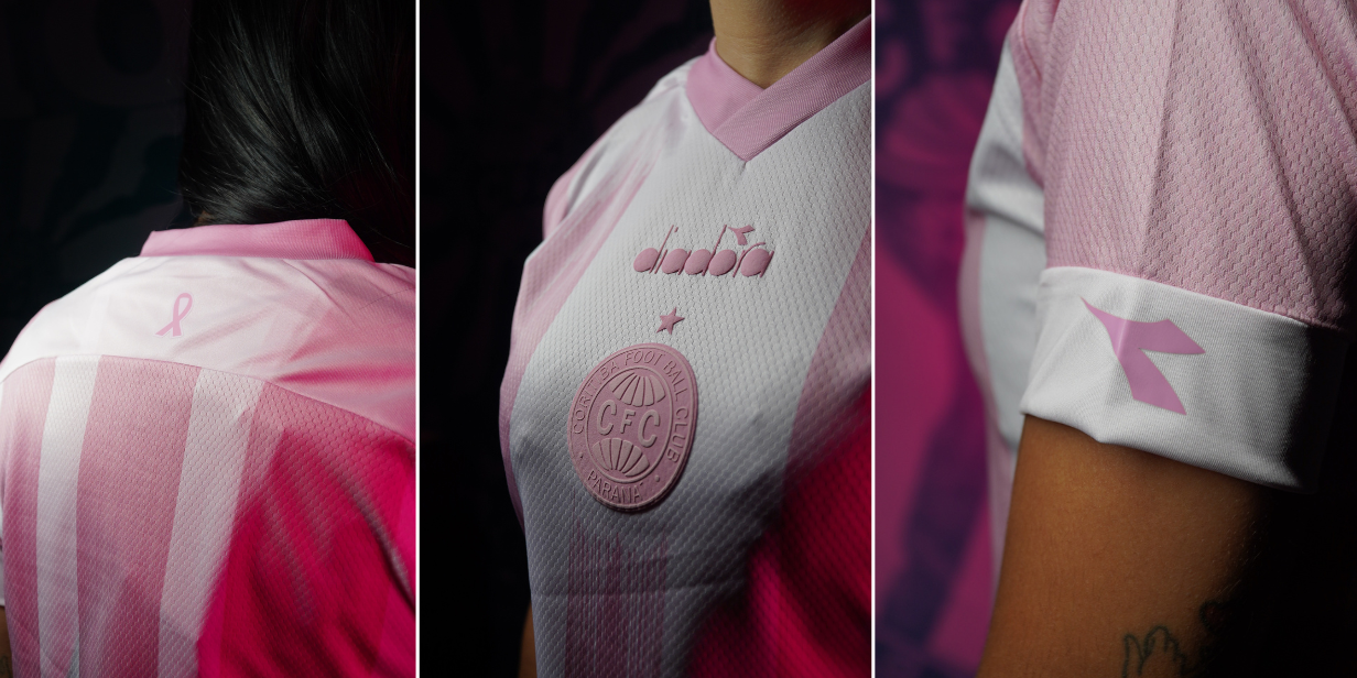 Detalhes da camisa do Coritiba para o Outubro Rosa - Julio Bernardo/Coritiba