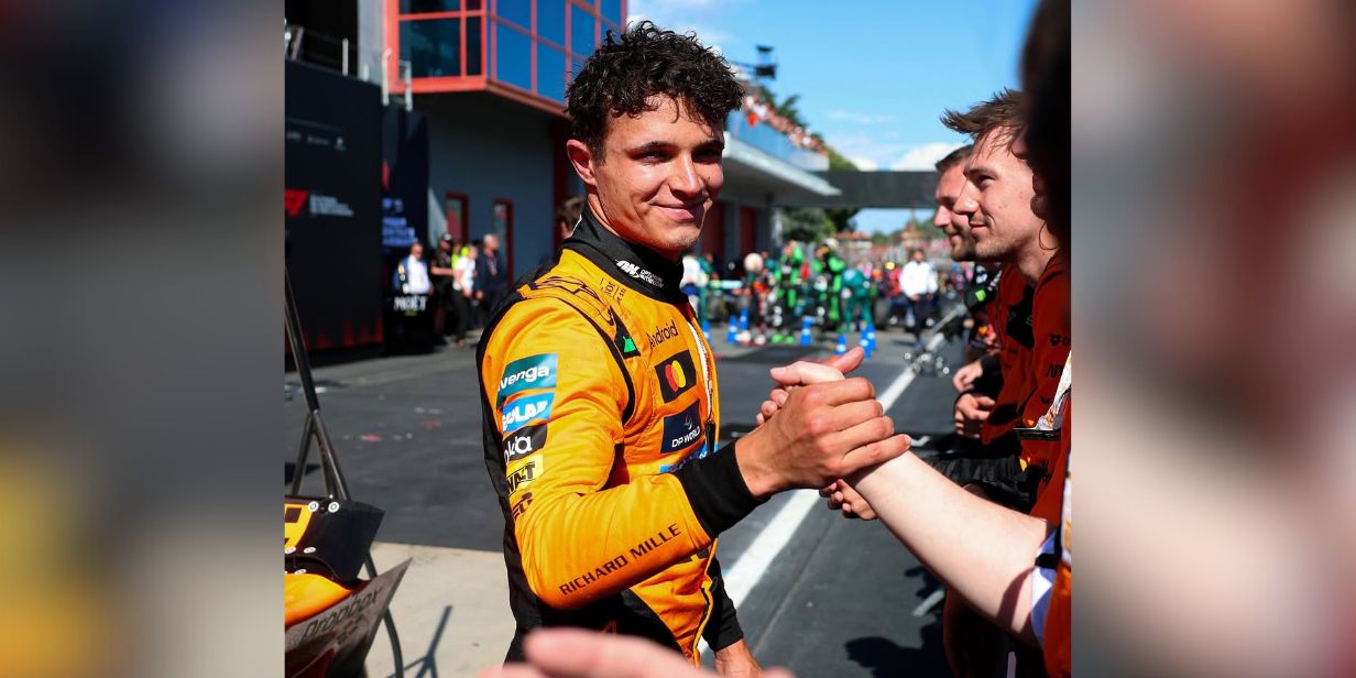 Lando Norris, da McLaren, atende fãs em Ímola, na Itália - Reprodução / Instagram @lando