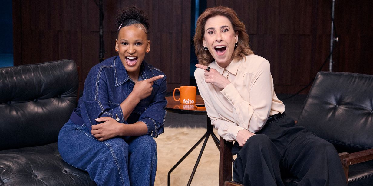 Rebeca Andrade é entrevistada por Fernanda Torres em série do Itaú Unibanco - Divulgação