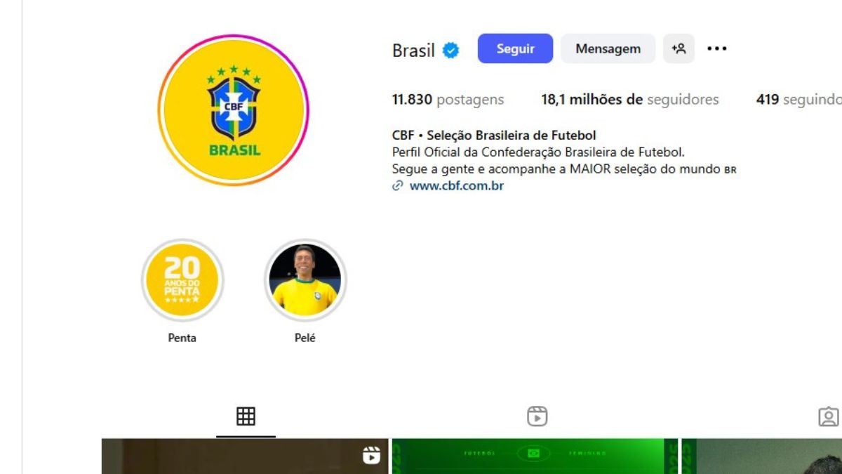 Instagram da CBF, que mudou de nome para Brasil - Divulgação