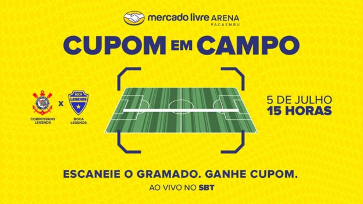 Mercado Livre transforma o campo do Pacaembu em imenso código de barras - Divulgação