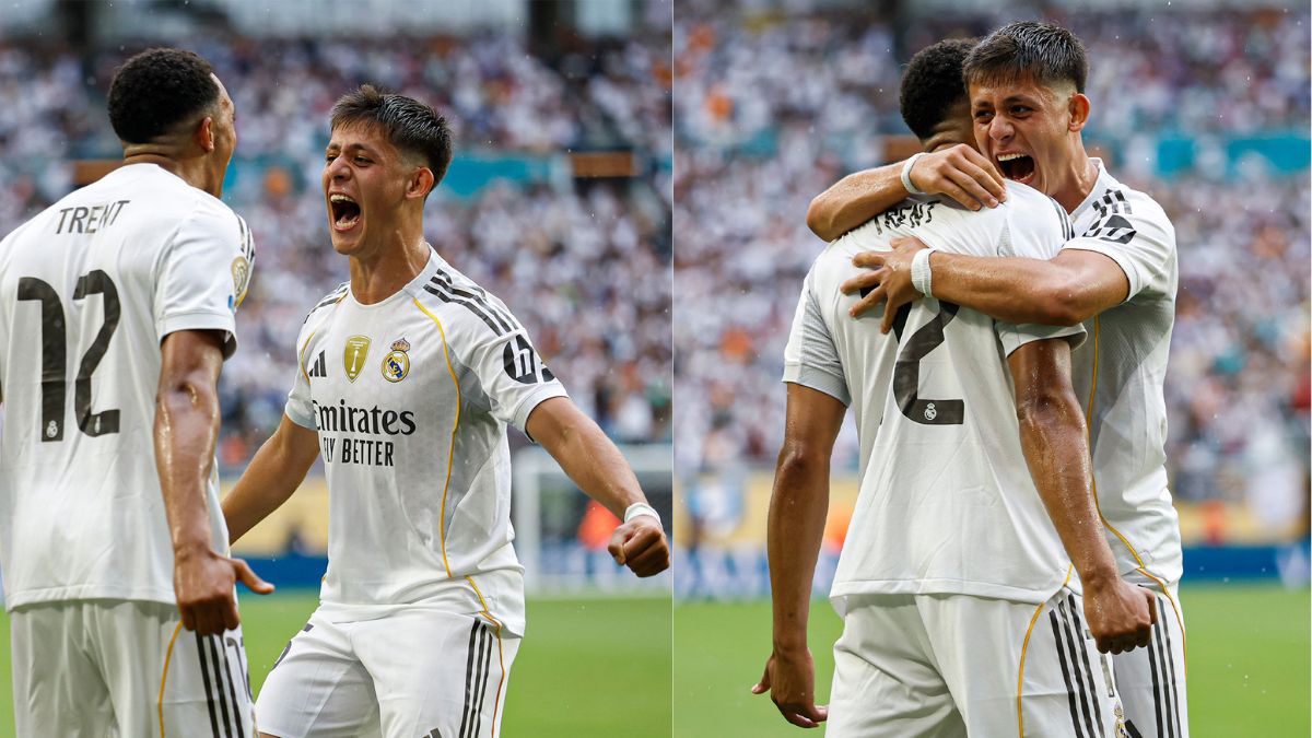Alexander-Arnold e Arda Güler se abraçam após gol do Real Madrid - Reprodução / Instagram @realmadrid