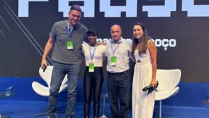 Marcos Yano, Maria Zeferina Baldaia, Erick Castelhero e Poliana Okimoto durante o TS Summit - Regi Andrade/Máquina do Esporte