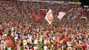 Torcida invade o gramado dos Aflitos para comemorar o acesso à Série B - Gabriel França/Náutico