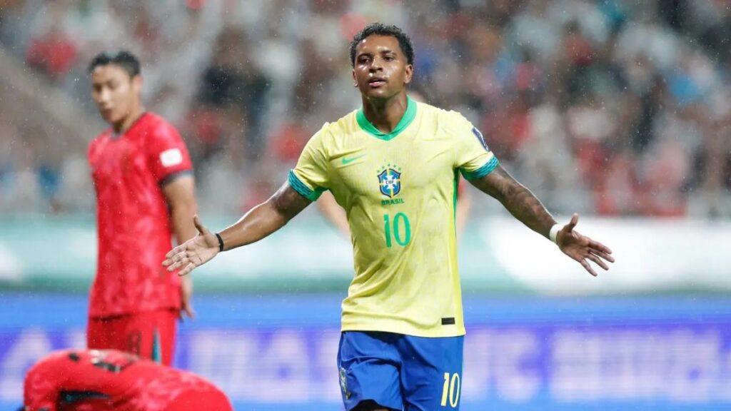 Rodrygo marcou duas vezes na goleada por 5 a 0 sobre a Coreia do Sul - Rafael Ribeiro/CBF