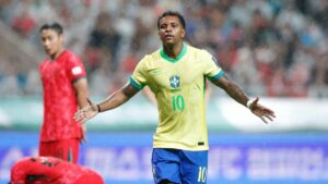 Rodrygo marcou duas vezes na goleada por 5 a 0 sobre a Coreia do Sul - Rafael Ribeiro/CBF