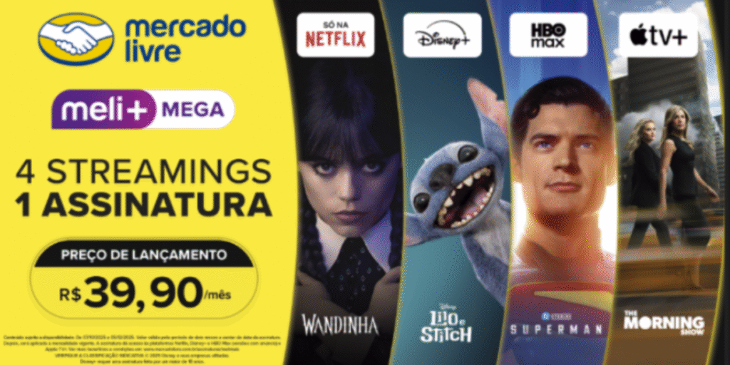 Mercado Livre cria pacote único de assinatura com quatro das principais plataformas de streaming