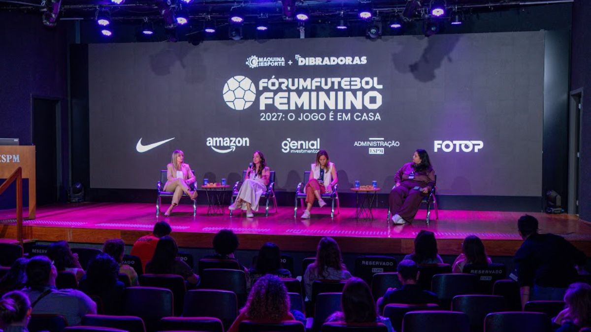 Cris Gambaré (CBF), Renata Mendonça (Globo), Camila Estefano (Projeto Estrelas) e Mariana Souza (Máquina do Esporte) - Diogo Anhasco/Fotop