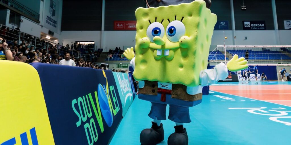 Paramount promove ativações em jogos do Minas na Superliga para divulgar novo filme do Bob Esponja