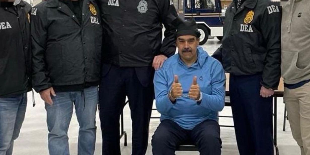 Imagem divulgada pela Casa Branca mostra Nicolás Maduro algemado em Nova York - Divulgação