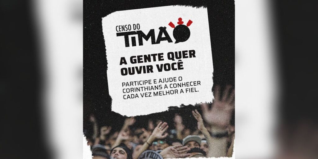 Corinthians lança Censo do Timão para mapear perfil do torcedor