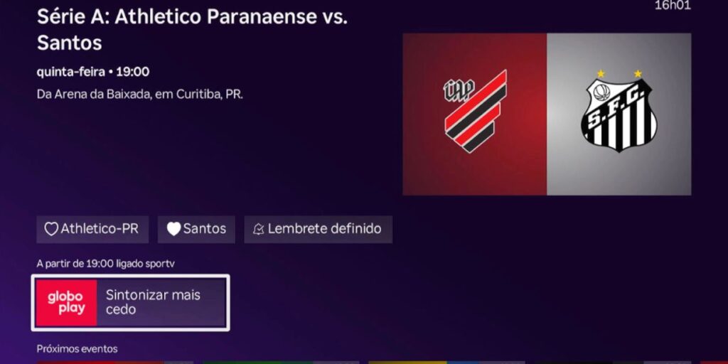 Área de Esportes da Roku permite o usuário favoritar seu time preferido - Divulgação
