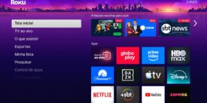 Tela principal dos dispositivos da Roku, com a nova Área de Esportes - Divulgação