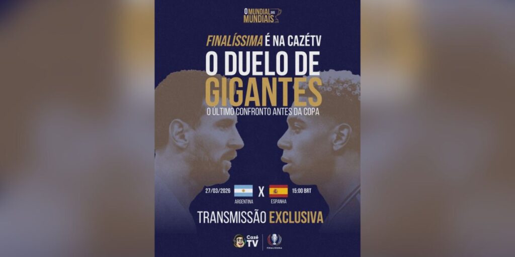 CazéTV anuncia transmissão exclusiva de Finalíssima entre Argentina e Espanha