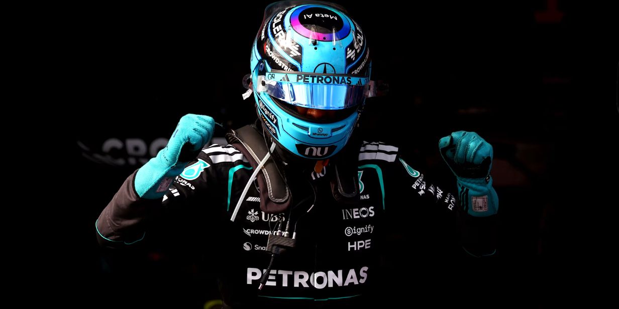 George Russell festeja a vitória no GP da Austrália, na abertura da temporada da F1 - Divulgação/F1