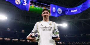 Federico Valverde, do Real Madrid, que marcou um hat-trick contra o Manchester City na Champions League - Real Madrid/Divulgação
