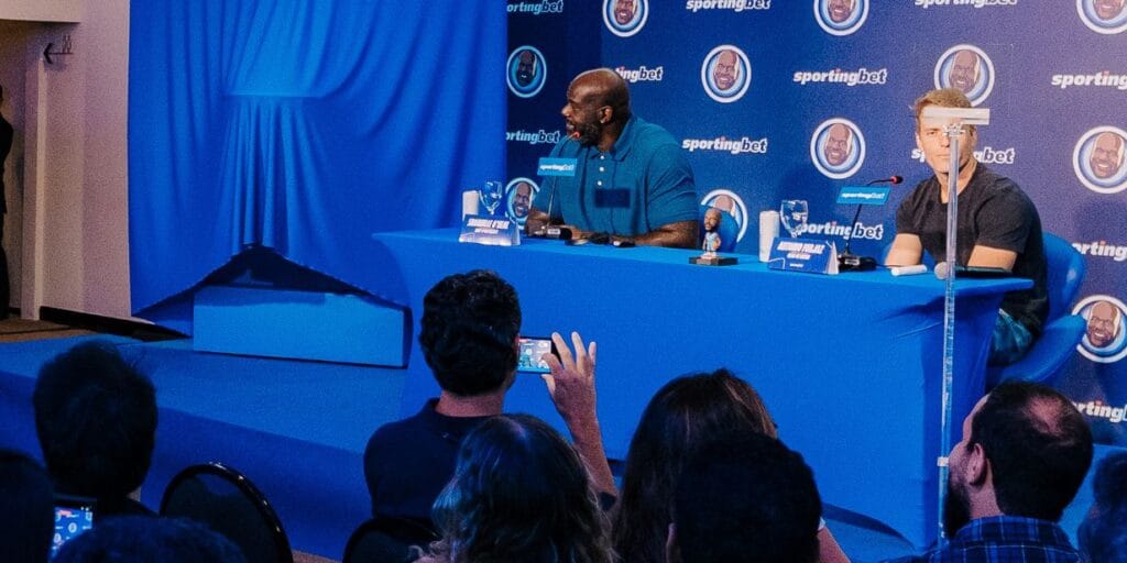 Shaquille O'Neal durante coletiva de imprensa - Vinicius Garcia/Domo/Divulgação