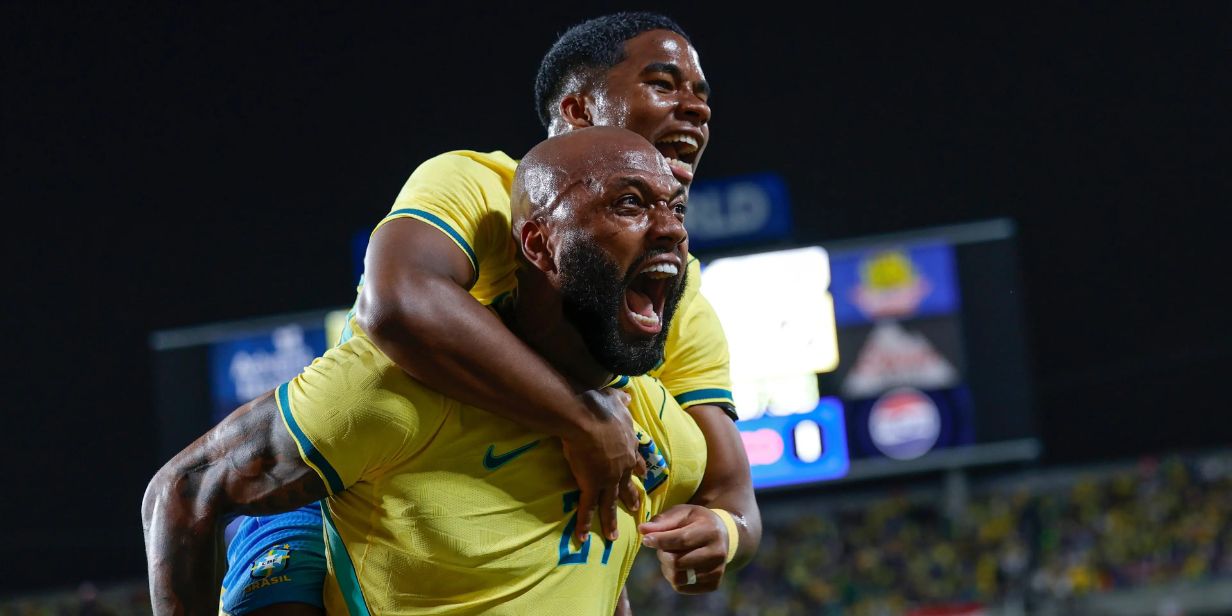 Igor Thiago e Endrick comemoram o segundo gol do Brasil contra a Croácia - Rafael Ribeiro / CBF