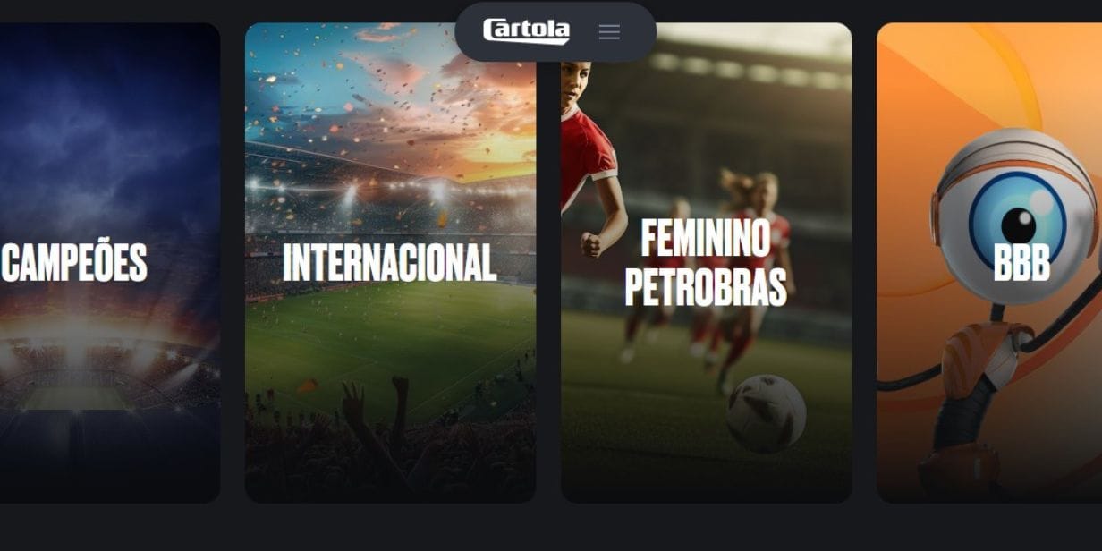 Página do Cartola, com as opções de fantasy games disponíveis ao público - Reprodução