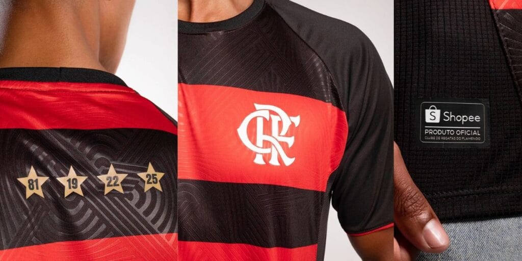 Detalhes da nova camisa do Flamengo lançada em parceria com a Shopee - Divulgação