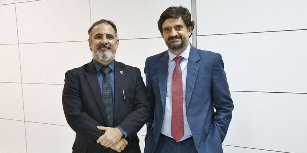 Gustavo Augusto Freitas de Lima (presidente do Cade) e Giovanni Rocco (secretário de Apostas Esportivas do Ministério do Esporte) - Ronaldo Caldas / MEsp