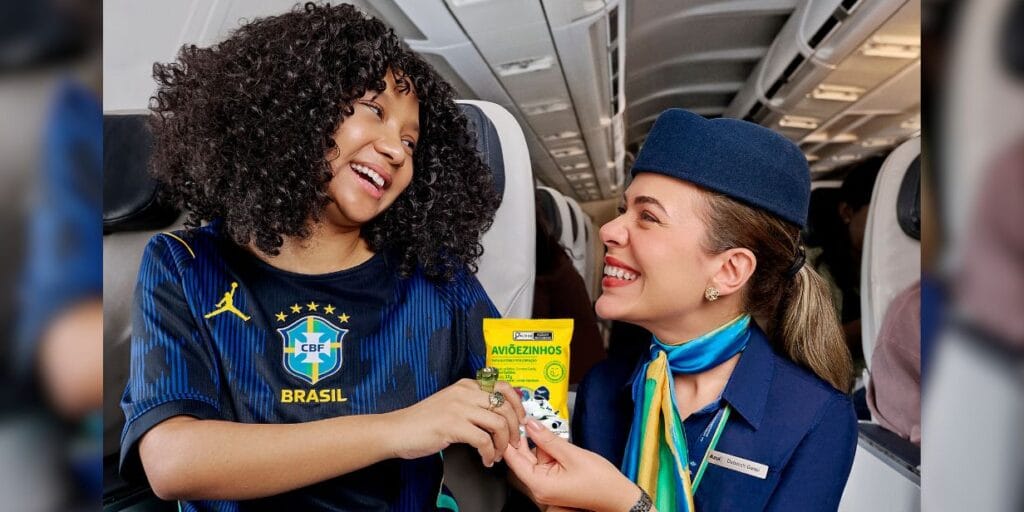 Azul ativa patrocínio à seleção brasileira com embalagens de balas personalizadas