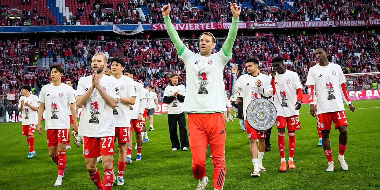 Jogadores do Bayern de Munique comemoram o título da Bundesliga 2025/2026 - Divulgação/Bayern de Munique