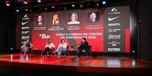 Arthur Trauczinsky, Aline Cupido, Natália Leão e Daniel Krutman durante o 5º Fórum Máquina do Esporte – Diogo Anhasco/Fotop
