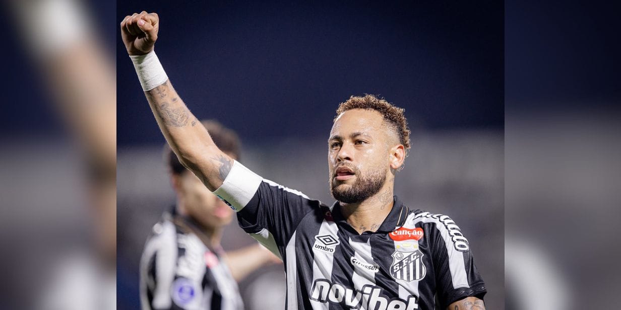 Neymar, do Santos, comemora gol contra o Deportivo Recoleta, pela Sul-Americana - Raul Baretta/ Santos