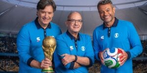 Luiz Carlos Jr., Ledio Carmona e Eric Faria: equipe do Sportv para a Copa do Mundo 2026 - Estevam Avellar/Divulgação