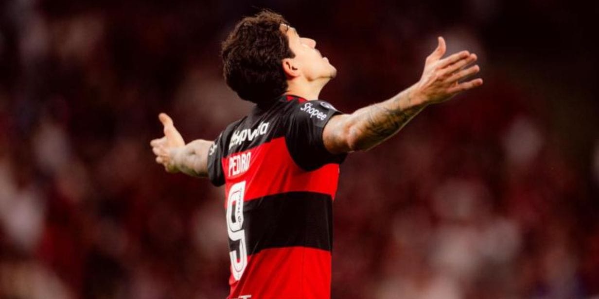 Pedro comemora o gol da vitória do Flamengo sobre o Estudiantes - Flamengo / Divulgação
