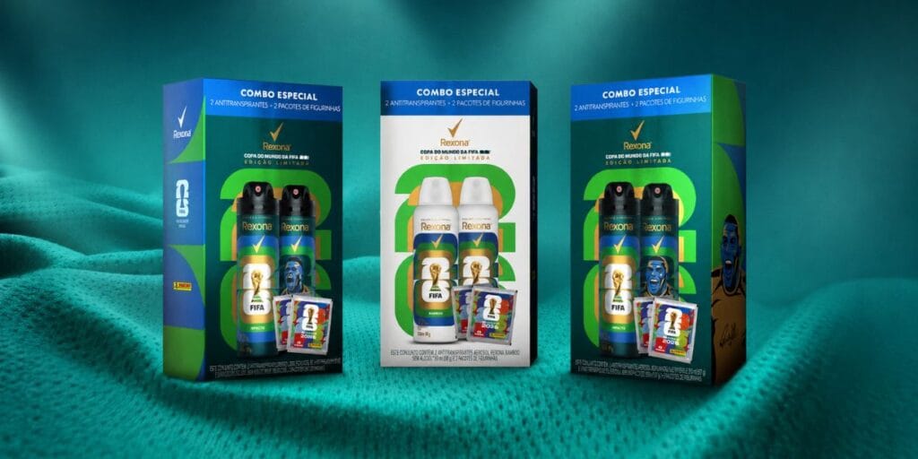 Rexona e Panini se juntam e lançam combo com desodorantes e figurinhas de álbum da Copa