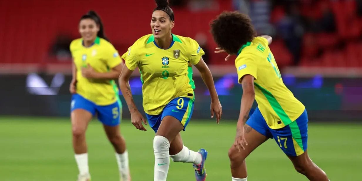 Jogadoras do Brasil comemoram gol contra o Uruguai na Copa América 2025 - Lívia Villas Boas/CBF
