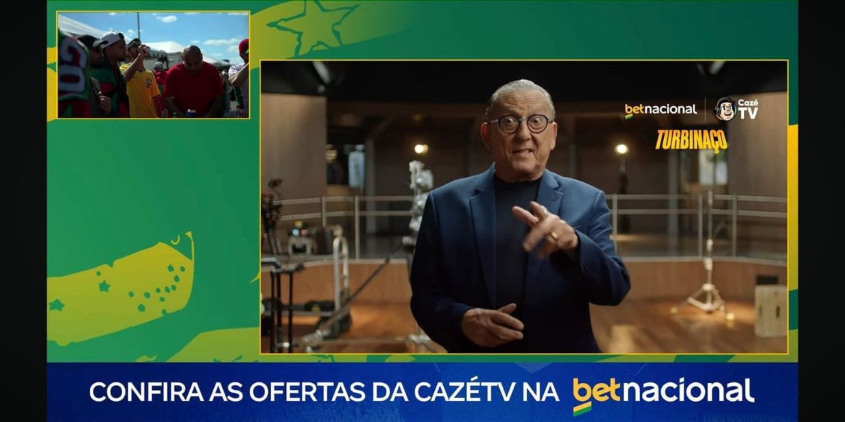 Galvão Bueno anuncia Betnacional na pausa para hidratação - Reprodução/YouTube @CazeTV