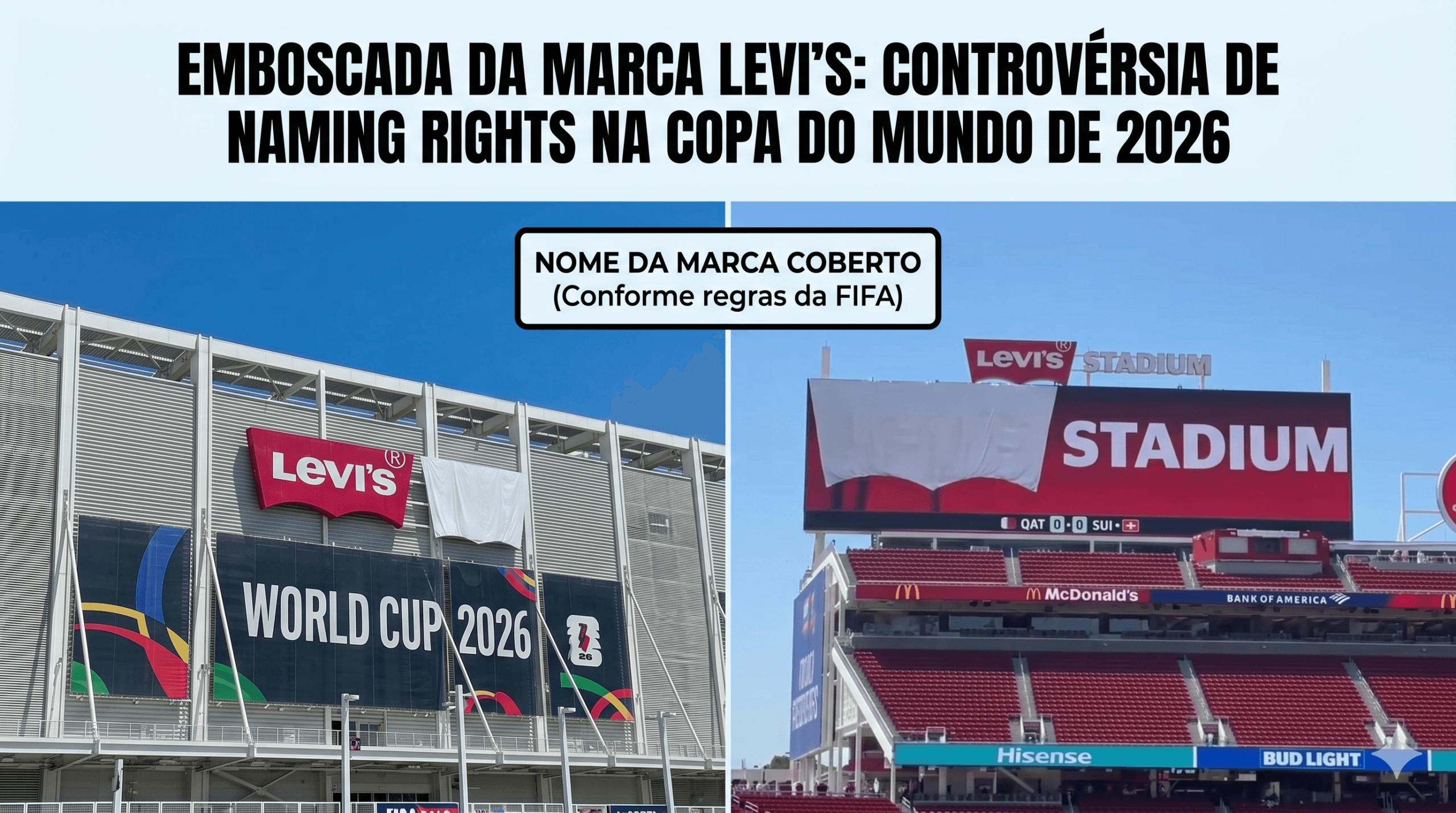 Entenda como foi a emboscada da Levi's ao veto da Fifa - Montagem produzida por IA