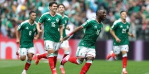 Quiñones, do México, comemora o primeiro gol da Copa do Mundo 2026 - Fifa/Divulgação