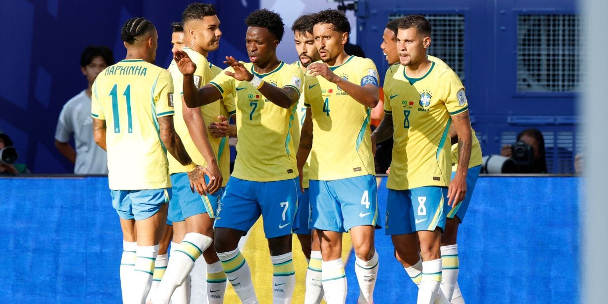 Jogadores do Brasil comemoram o gol de empate contra Marrocos - Rafael Ribeiro e Nelson Terme / CBF