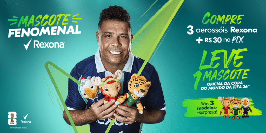 Rexona aposta em pelúcias das mascotes para atrair consumidores às vésperas da Copa