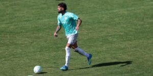 O zagueiro Alexander Barboza, do Palmeiras, em jogo-treino de intertemporada com o Juventus - Cesar Greco/Palmeiras
