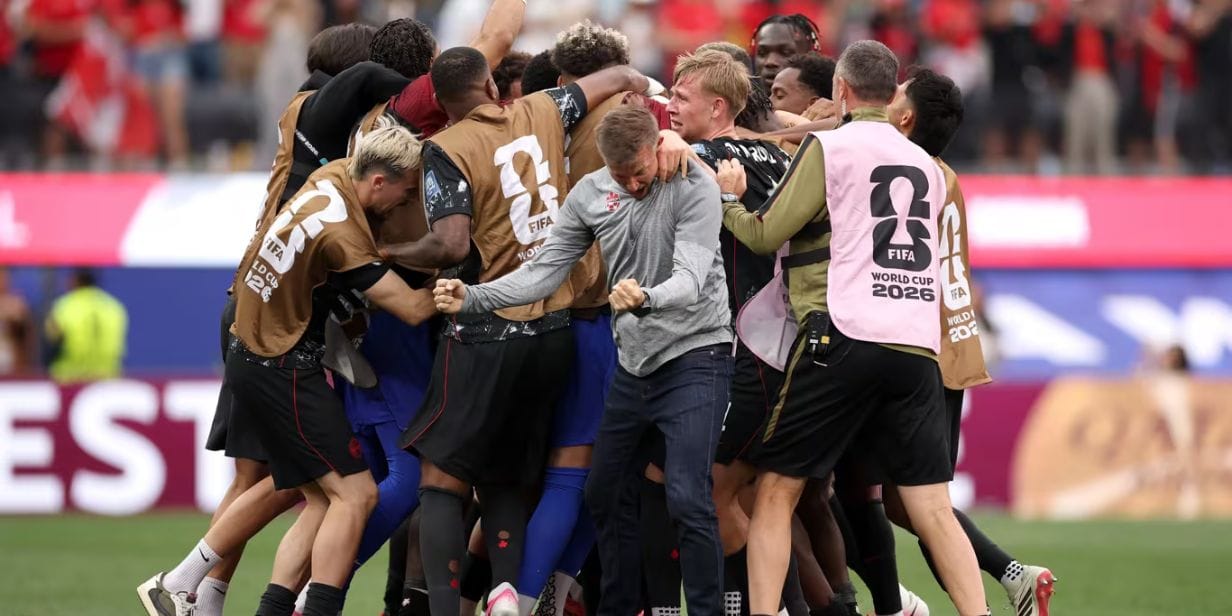 Time canadense comemora gol contra a África do Sul - Fifa/Divulgação