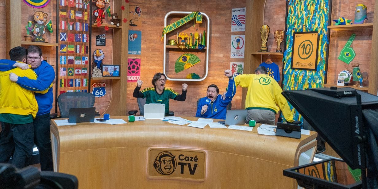 Equipe de transmissão da CazéTV durante a Copa do Mundo 2026 - Divulgação