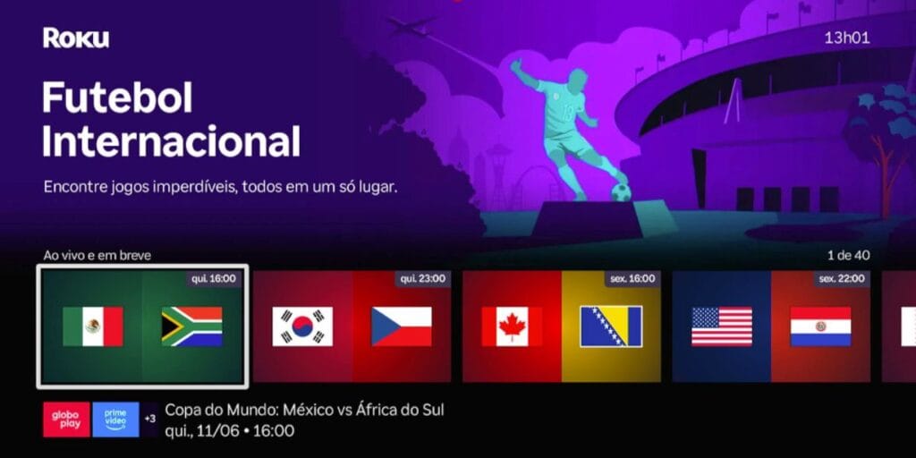 Roku registra crescimento no consumo de esportes durante Copa do Mundo 2026