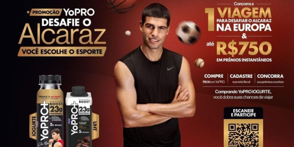 YoPro lança promoção global com sorteio de experiência com Carlos Alcaraz
